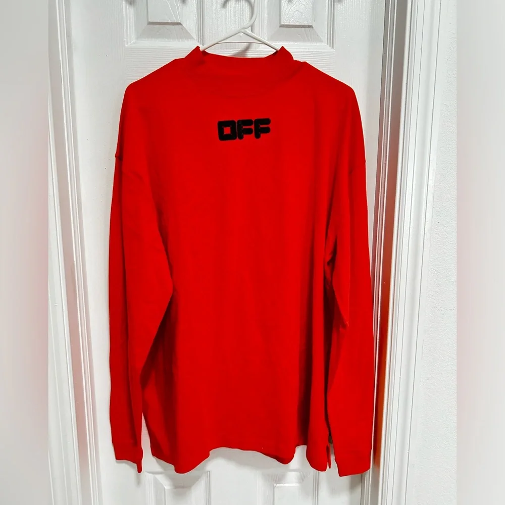 OFF-WHITE Logo Print Long-Leeve T-Shirt in Orange - Picture 4 of 8